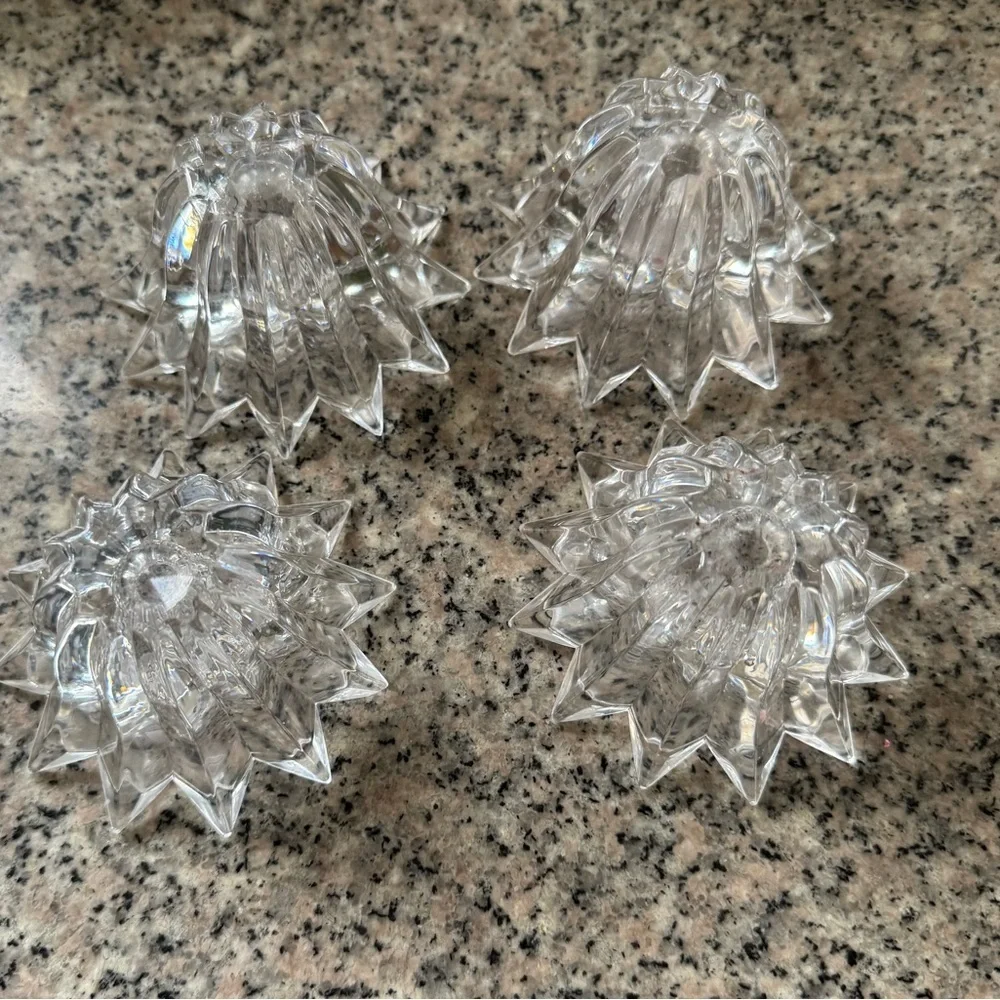 Crystal Taper Candle holder set of 4 Lotus Starburst Shape